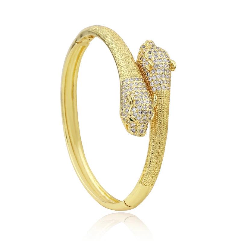 Animal Statement Cuff Bracelet Bangle with Zirconia