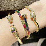 Vintage Snake Bracelet Zirconia Stainless Steel Bangle Jewelry