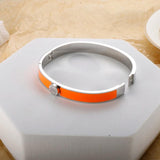 Enamel Roman Numerals Bangle Stainless Steel Colorful Bracelet