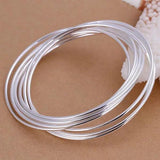 Retro S925 Sterling Silver Bangle Bracelet with Charms