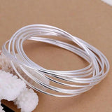Retro S925 Sterling Silver Bangle Bracelet with Charms