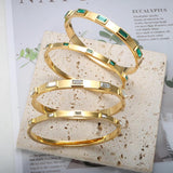Vintage CZ Charm Bracelet Stainless Steel Bangle