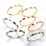 Vintage CZ Charm Bracelet Stainless Steel Bangle