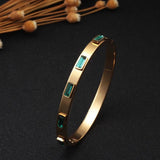 Vintage CZ Charm Bracelet Stainless Steel Bangle