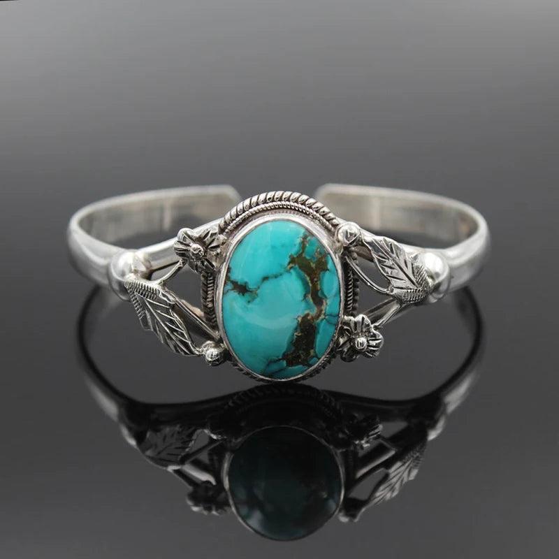 Vintage Inlay Green Stone Bracelet for Women