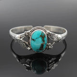 Vintage Inlay Green Stone Bracelet for Women