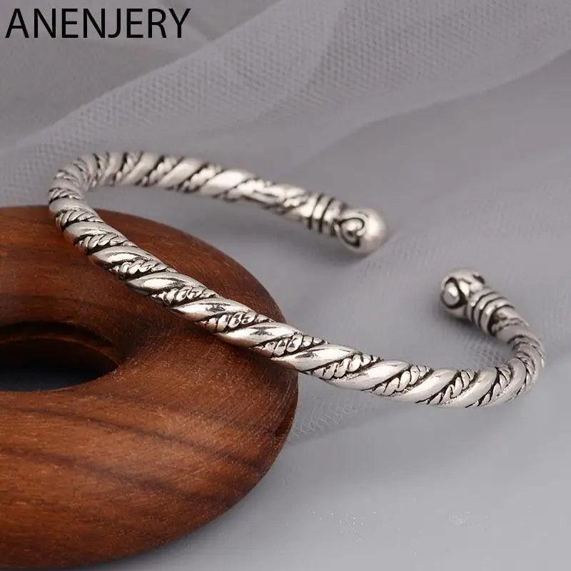 Vintage Thai Silver Twist Pattern Bracelet Bangle