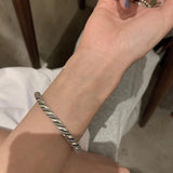 Vintage Thai Silver Twist Pattern Bracelet Bangle