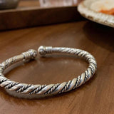 Vintage Thai Silver Twist Pattern Bracelet Bangle