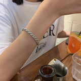 Vintage Thai Silver Twist Pattern Bracelet Bangle