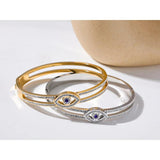 60mm CZ Eye Stainless Steel Bracelet Bangle 18K Plated Charm Jewelry Gift