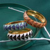 Geometric Punk Metal Slim Cuff Wide Bracelet