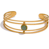 Boho Green Stone Charm Bracelet Stainless Steel Gift