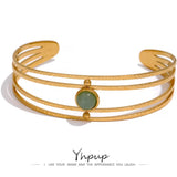 Boho Green Stone Charm Bracelet Stainless Steel Gift
