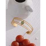 Boho Green Stone Charm Bracelet Stainless Steel Gift
