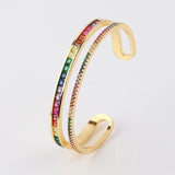 Double Layer Cuff Bangle Bracelet Copper Bangles for Women