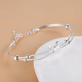 925 Fine Silver Mickey Bangle Bracelet for Women Wedding