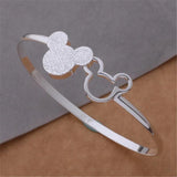 925 Fine Silver Mickey Bangle Bracelet for Women Wedding