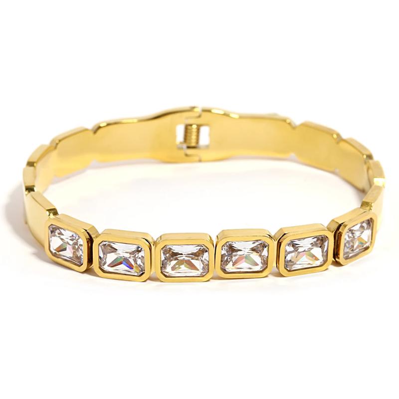 316L Stainless Steel Colorful Crystal Bangles Bracelets For Women Girls