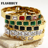 316L Stainless Steel Colorful Crystal Bangles Bracelets For Women Girls