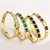 316L Stainless Steel Colorful Crystal Bangles Bracelets For Women Girls