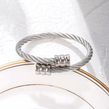 Vintage Stainless Steel Golden Cuff Bracelet Open Adjustable