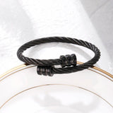 Vintage Stainless Steel Golden Cuff Bracelet Open Adjustable