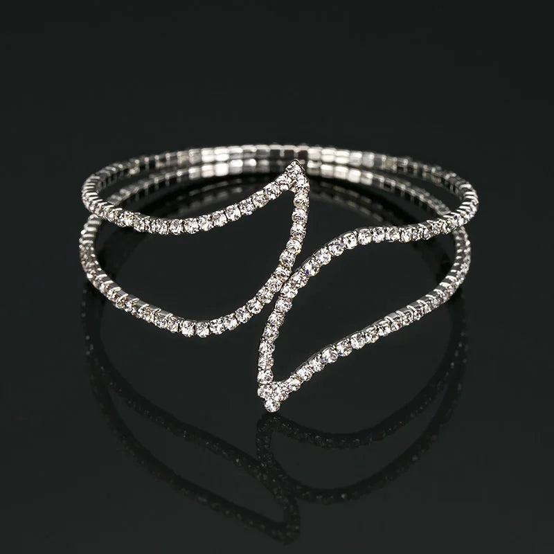 Lady Women Bracelet Silver Charm Crystal Rhinestone Special Bangle Gift #B056