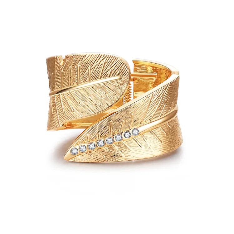 Leaves Crystal Charm Bangle Bracelet For Gift