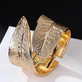 Leaves Crystal Charm Bangle Bracelet For Gift