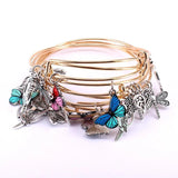 5pcs Butterfly Parrot Dragonfly Heart Charms Bangles Cuff Jewelry