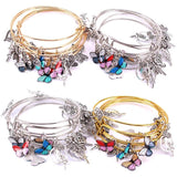 5pcs Butterfly Parrot Dragonfly Heart Charms Bangles Cuff Jewelry