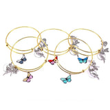 5pcs Butterfly Parrot Dragonfly Heart Charms Bangles Cuff Jewelry