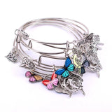 5pcs Butterfly Parrot Dragonfly Heart Charms Bangles Cuff Jewelry