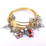 5pcs Butterfly Parrot Dragonfly Heart Charms Bangles Cuff Jewelry