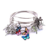 5pcs Butterfly Parrot Dragonfly Heart Charms Bangles Cuff Jewelry