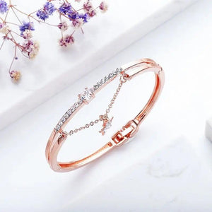 Metal Crystal Chain Star Lock Stainless Steel Jewelry Bangle