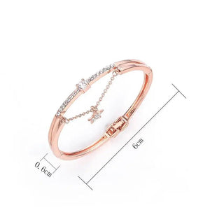 Metal Crystal Chain Star Lock Stainless Steel Jewelry Bangle