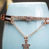 Metal Crystal Chain Star Lock Stainless Steel Jewelry Bangle