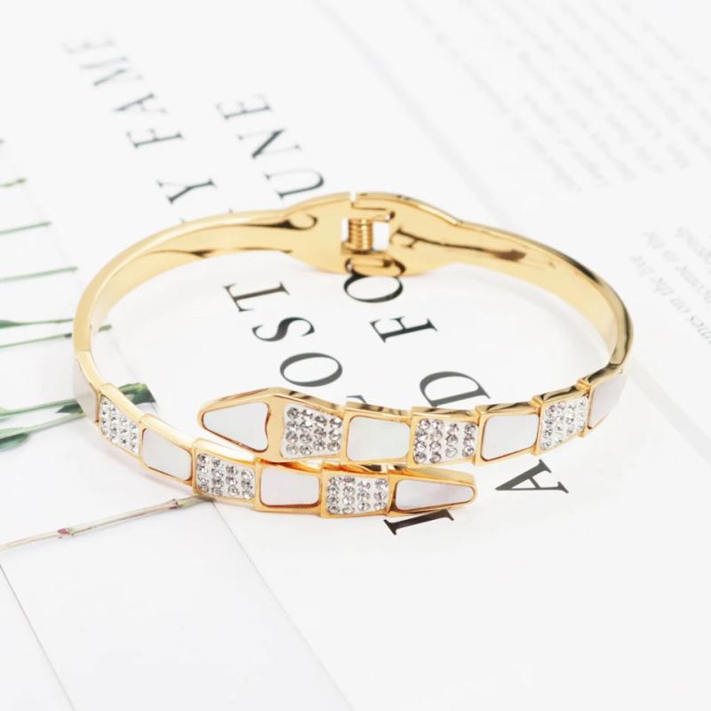 Zircon & Shells Snake Bangle Women Gift Jewelry
