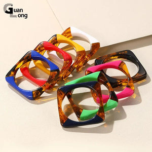 Vintage Colorful Resin Bangles Geometric Square Bracelet