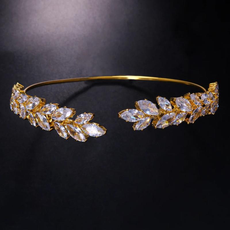 Stonefans Crystal Bracelet Bangle Leaf Bridal Jewelry