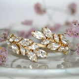 Stonefans Crystal Bracelet Bangle Leaf Bridal Jewelry