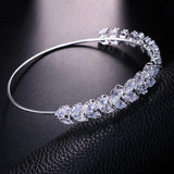 Stonefans Crystal Bracelet Bangle Leaf Bridal Jewelry