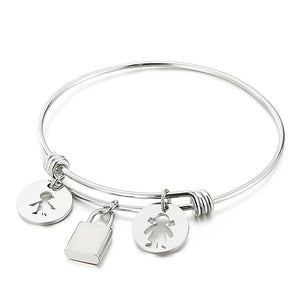 Boho Boy & Girl Charm Bracelet Love Padlock Cute Cartoon Companion