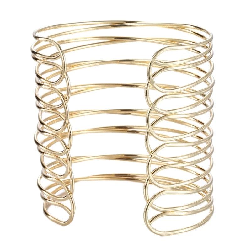 Coil Arm Bracelet Women Electroplated Armlet Bangle Open Cuff Armband