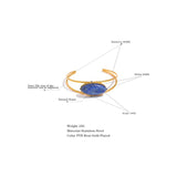Lapis Lazuli Stone Cuff Bracelet, 18k Plated, Waterproof