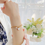 Women's Stainless Steel Pearl Heart Chain Bracelet