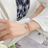 Women's Stainless Steel Pearl Heart Chain Bracelet