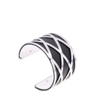 Leather Bracelet with Silver Cannage Interchangeable Bangle